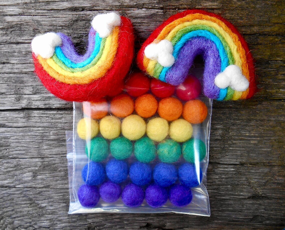 Felt Garland Balls Rainbow Garland 100 Wool Garland 30 Etsy