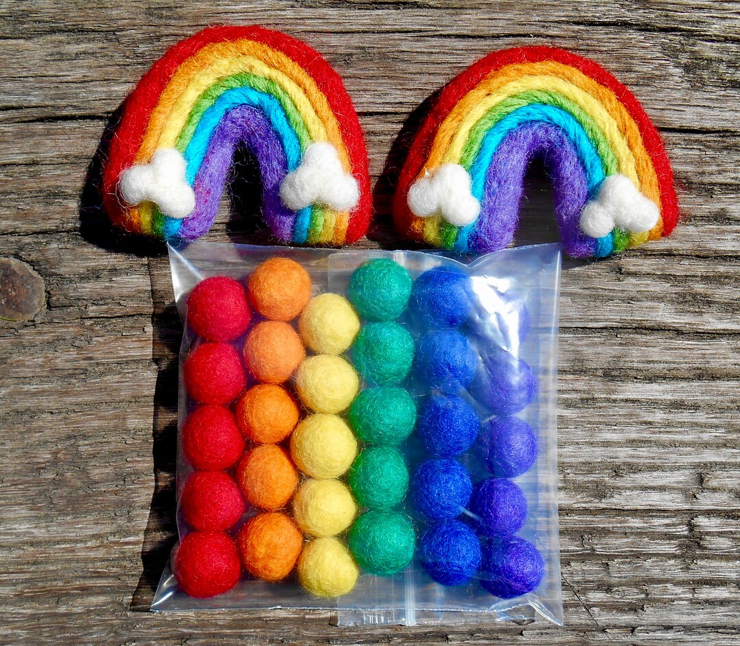 Felt Garland Balls Rainbow Garland 100 Wool Garland 30 1.5mm Balls 2