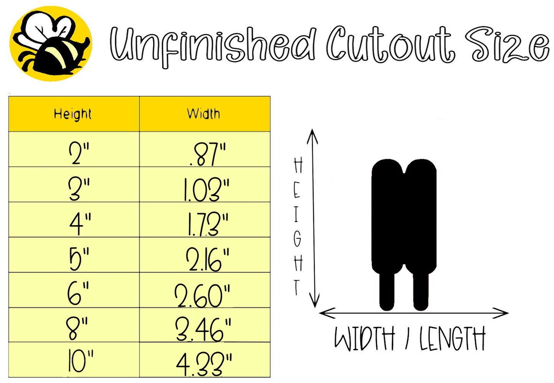 Double Popsicle Stick Shape Unfinished Wood Cutout Multiple Etsy