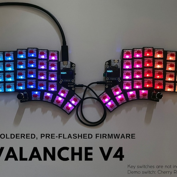 Pre-soldered Avalanche v4 (v4.2) 40 or 60% Split Ergonomic Keyboard Free Shipping