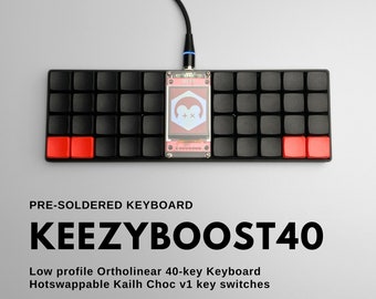 Pre-soldered / DIY Kit keezyboost40 40 Keys RP2040 Low Profile Choc Ortholinear Keyboard With Big LCD Screen