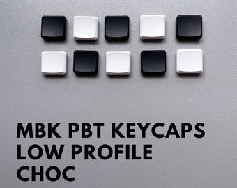 MBK PBT Blank Choc Low Profile Keycap Set for Choc / Chocolate Low Profile Switch (Black / White)