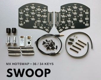 Swoop Keyboard – MX Hotswap Split Keyboard, Support Up to 2 Rotary Encoders and Per-key RGB LEDs