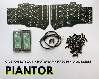Piantor (Cantor Layout with Hotswap) 42 Keys / 36 Keys Diodeless RP2040 Low Profile Choc Ergonomic Split Keyboard Kit