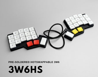 Pre-soldered 3W6HS (Hotswappable 3W6) RP2040 36 keys Low Profile Choc Wired Split Keyboard