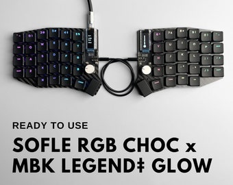 Ready To Use Sofle RGB Low Profile Choc Keyboard x MBK Legend‡ Glow Black Keycaps Full Set Split Keyboard Free Shipping