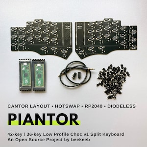 Piantor (Cantor Layout with Hotswap) 42 Keys / 36 Keys Diodeless RP2040 Low Profile Choc Ergonomic Split Keyboard Kit