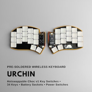 Pre-soldered Urchin 34 Keys Low Profile Wireless Split Keyboard