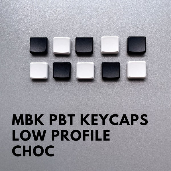 MBK PBT Blank Choc Low Profile Tastenkappen Set für Choc / Chocolate Low Profile Switch (Schwarz / Weiß)