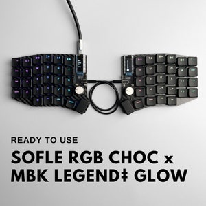 Ready To Use Sofle RGB Low Profile Choc Keyboard x MBK Legend‡ Glow Black Keycaps Full Set Split Keyboard Free Shipping