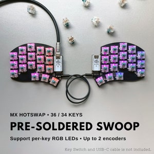 Tastiera Swoop pre-saldata – MX Hotswap Split Keyboard, supporta fino a 2 encoder rotativi e LED RGB per tasto