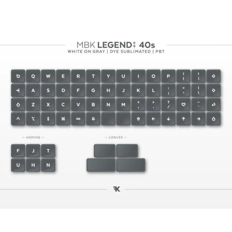 MBK Legend 40s Low Profile Choc Spacing Keycap Set with Keycap Puller White on Gray