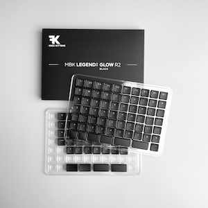 MBK Legend‡ Glow R2 Black / White Keycap Set with Keycap Puller