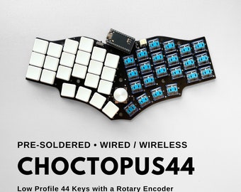 Pre-soldered Choctopus44 Wired / Bluetooth Wireless Low Profile Keyboard