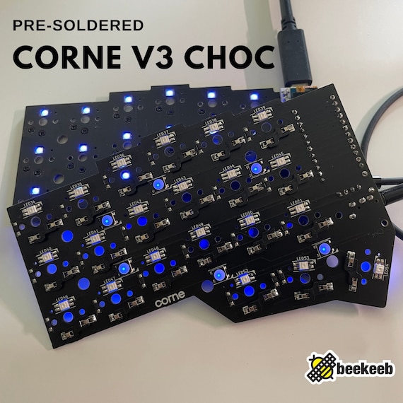 はんだ付け済み Crkbd v3 Choc (Corne キーボード) ロープロファイル