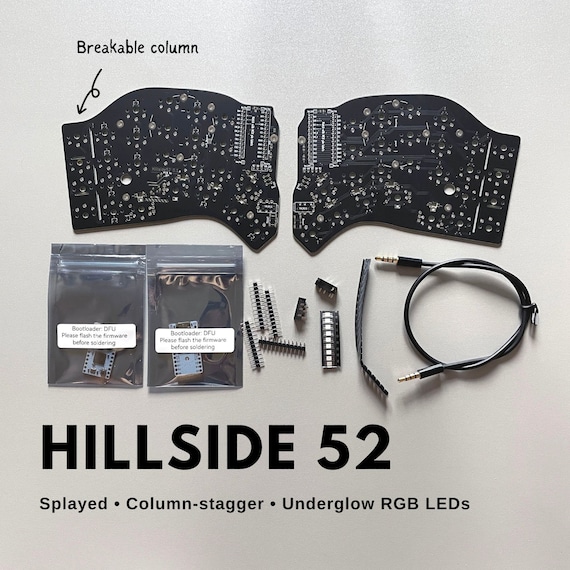 Hillside 52 Low Profile Ergonomic Split Keyboard Kit Free - Etsy