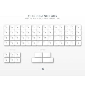 MBK Legend 40s Low Profile Choc Spacing Keycap Set with Keycap Puller Gray on White