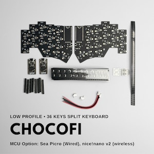Chocofi 36 Keys Kailh low profile Choc v1 Mechanical Ergonomic Hotswap Split Keyboard DIY kit