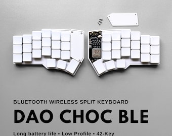 Pre-soldered Wireless Dao Choc BLE Keyboard Low Profile Hotswap Split Keyboard (42 Keys Variant, Bluetooth)