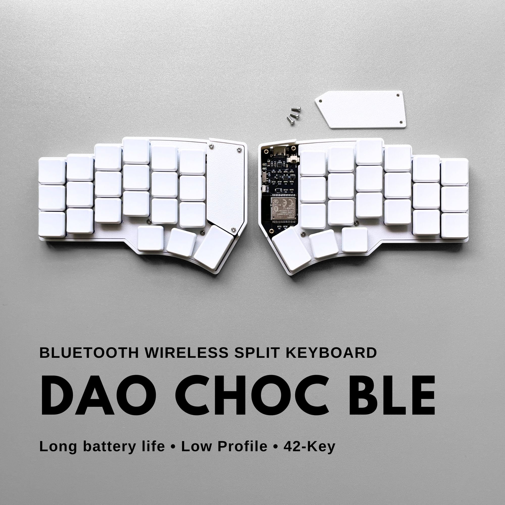 Teclado inalámbrico Dao Choc BLE presoldado, teclado dividido Hotswap de perfil bajo (variante de 42 teclas, Bluetooth)
