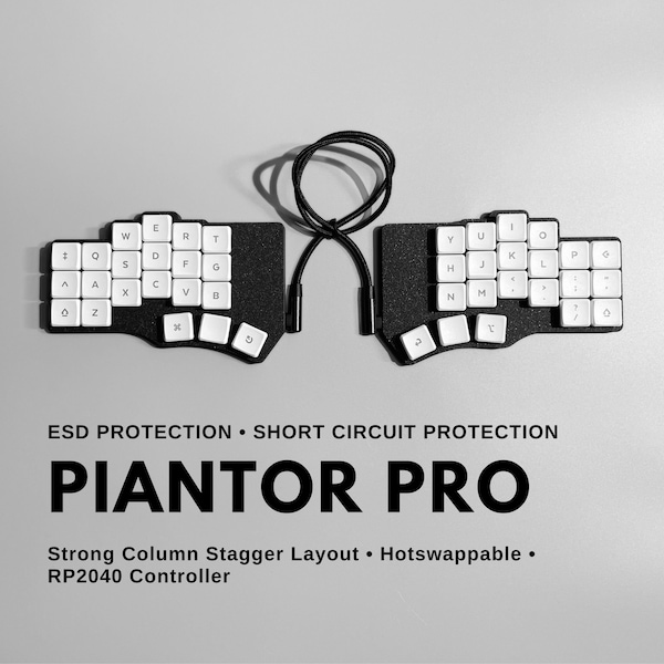Vorgelötete Piantor Pro 42 Tasten / 36 Tasten RP2040 Low Profile Choc Split Keyboard