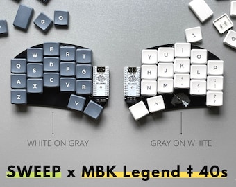 Gebrauchsfertige Ferris Sweep Bling LP (Hotswappable Key Switches) x MBK Legend ‡ 40s Keycaps Full Set Split Keyboard