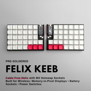 Pre-soldered Wireless FelixKeeb (Wireless Helix with MX Hotswap Sockets) Ortholinear Split Keyboard