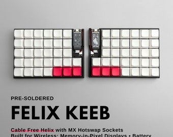 Pre-soldered Wireless FelixKeeb (Wireless Helix with MX Hotswap Sockets) Ortholinear Split Keyboard