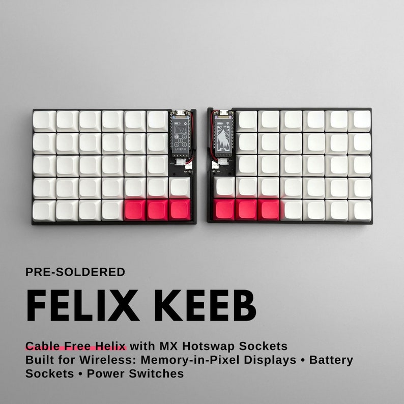 Pre-soldered Wireless Felixkeeb (wireless Helix With MX Hotswap Sockets ...