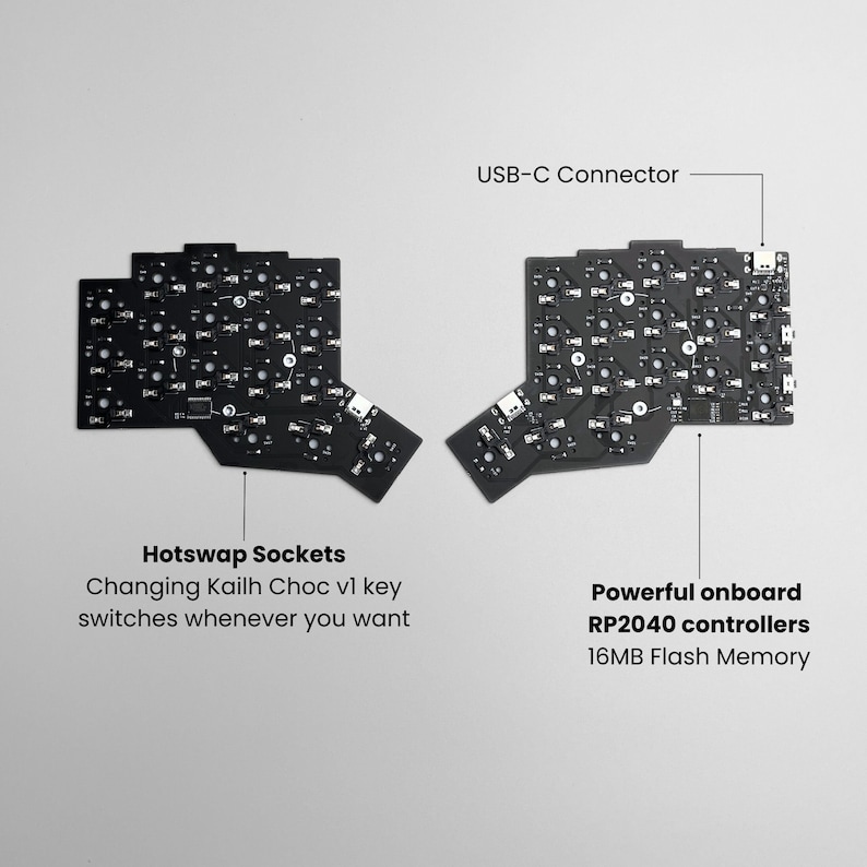 Pre-soldered 3W6HS (Hotswappable 3W6) RP2040 36 keys Low Profile Choc Wired Split Keyboard - Thumbnail 3