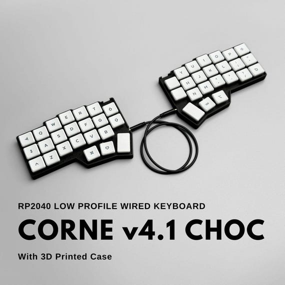 Corne v4.1 分割キーボード 完成品 RGB対応 美品 動作確認済 はんだ付け済みCorne v4.1 Choc、3D PLAプリントケース、有線ロー