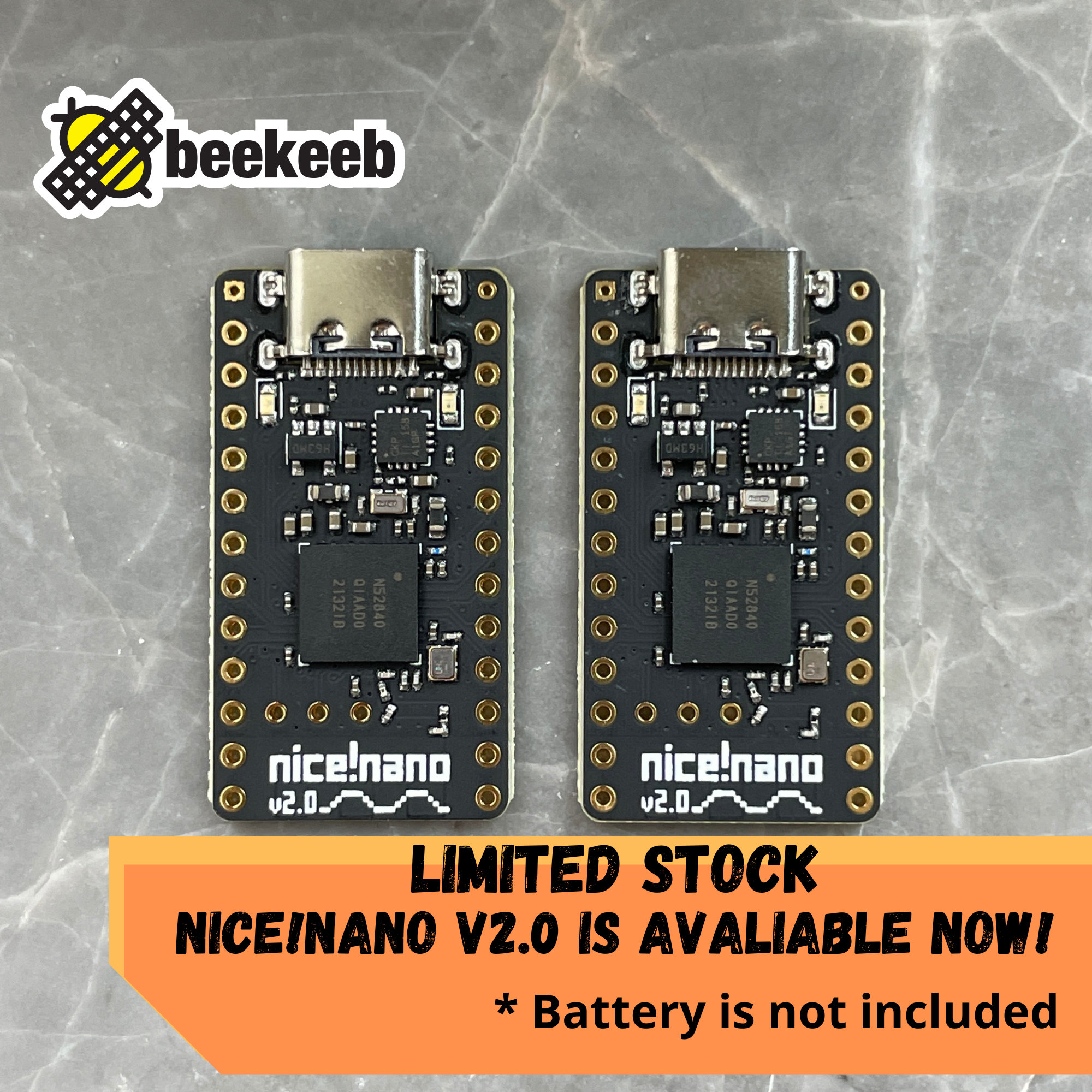 Buy nice!nano v2.0 with sockets - Pro Micro drop-in replacement board for  building wireless keyboard (2 controllers) - beekeeb