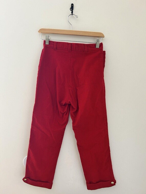 Vintage D.C. One Fire Engine Red Corduroy Sailor Boy Nautical Scout Gold Button Capri Pant Sz 0/2 View 5