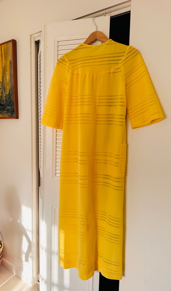 Vtg 60s Rose Marie Yellow Mod Sheer Swim Maxi Lon… - image 5