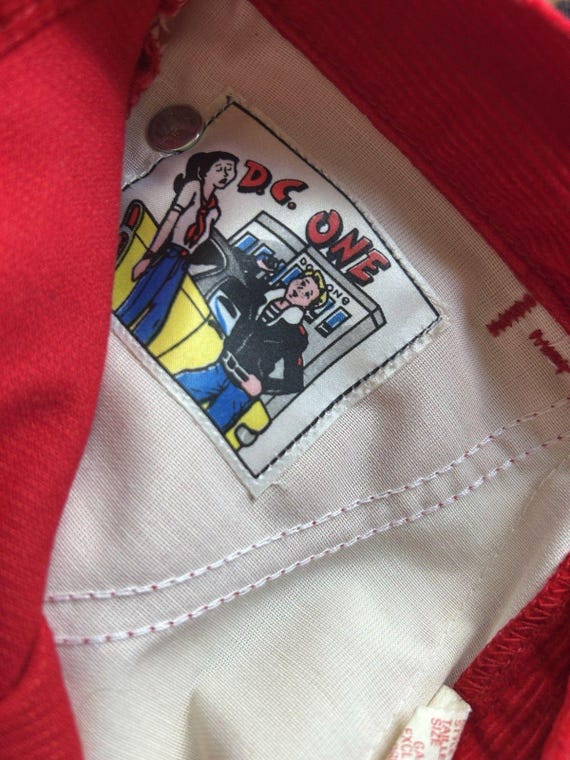 Vintage D.C. One Fire Engine Red Corduroy Sailor Boy Nautical Scout Gold Button Capri Pant Sz 0/2 View 6