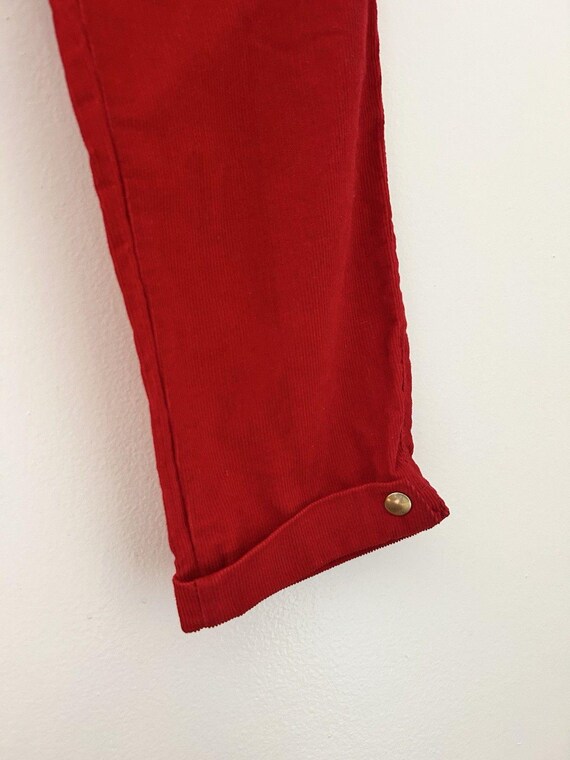 Vintage D.C. One Fire Engine Red Corduroy Sailor Boy Nautical Scout Gold Button Capri Pant Sz 0/2 View 3