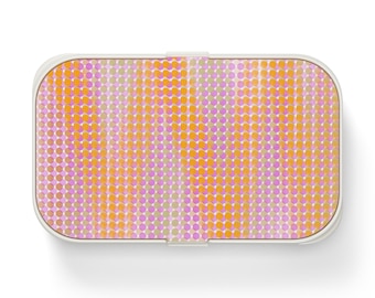 Fiambrera Bento con degradado de puntos pastel / Estampado retro naranja y rosa