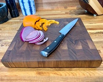 North American Black Walnut End-Grain Butcher Block, Cutting Board, Chopping Block, Charcuterie Board, w/Rubber Feet