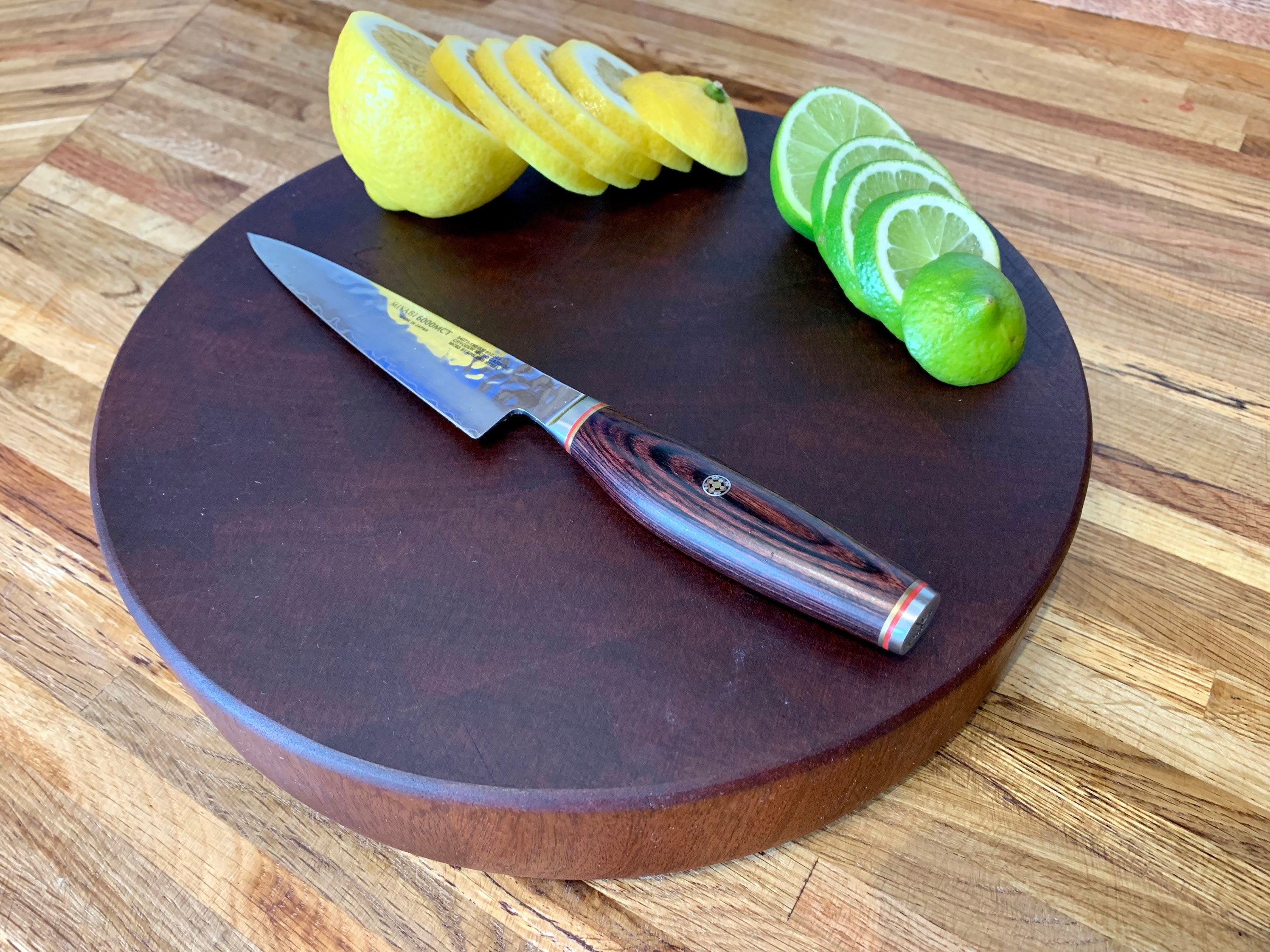 Solid Mahogany Handmade Round Endgrain Cutting Board Butcher Block w