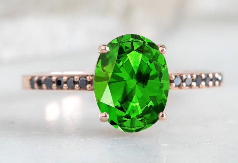 2.5ct Green Engagement Ring Vintage Tsavorite Etsy