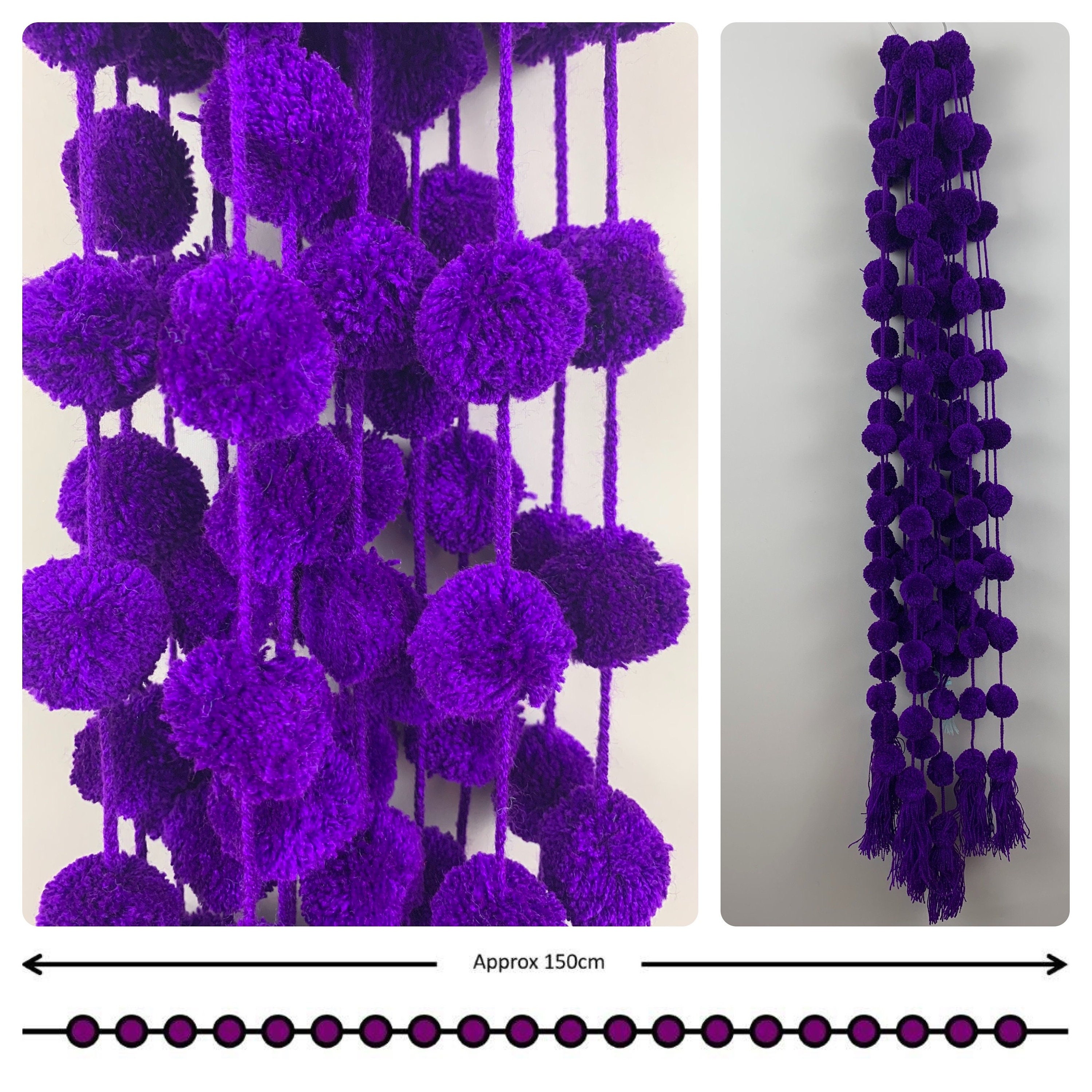 1 x 150cm Handmade Coloured Pompom String Garland with 20 Pom Etsy