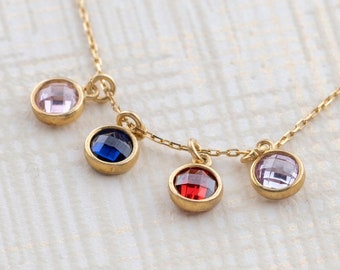 Geburtsstein-Halskette: Personalisierte Familienschmuck, Mutter Geschenk