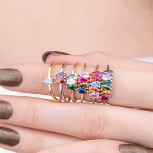 14k Gold Birthstone Rings • Family Gold Ring • Custom Personalized • Birthstone Jewelry • Multistone Ring •  Mothers Day Gift • Mothers Ring