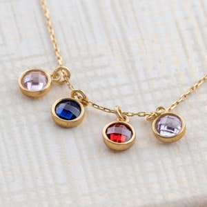 Birthstone Necklace, Family Necklace, Dainty Necklace, Sterling Silver Necklace, Personalized Gifts, Handmade Jewelry, Mother Gift