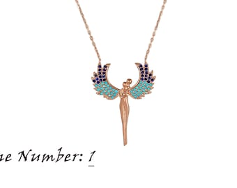 Collier ailes d'ange en argent sterling : bijoux en pierres précieuses faits main