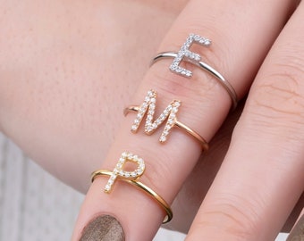Dainty Sterling Silver Initial Ring: Personalized Letter Ring