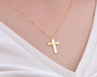 Name Engraved Cross Necklace • Personalized cross necklace • Religious Necklace • Necklace Gift • Religious Jewelry