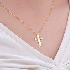 Name Engraved Cross Necklace • Personalized cross necklace • Religious Necklace • Necklace Gift • Religious Jewelry