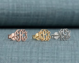 Dainty Monogram Earrings, Dainty Earring, Letter Earrings, Name Earrings, initial Monogram, Gift Her, Handmade Jewelry, Personalized Gift,