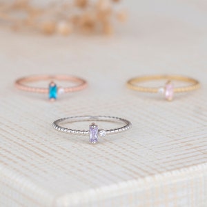 Baguette Birthstone Rings, Personalized Gifts, Wings Birthstone Jewelry, Multistone Ring, Mothers Day Gift, Handmade Jewelry, Gift for Her
